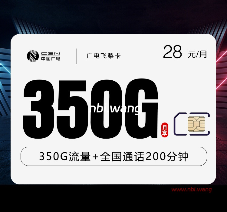 广电飞梨卡【28元350G+200分钟】-NiuBi-Wang -牛逼网